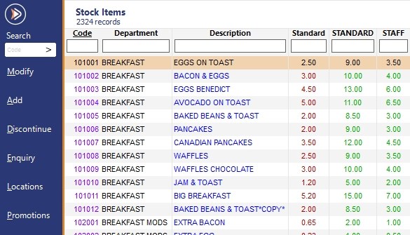 Stock Item List